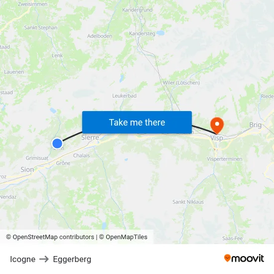 Icogne to Eggerberg map