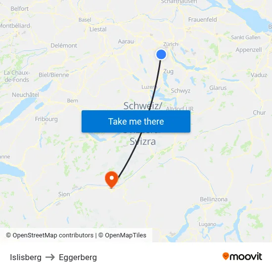 Islisberg to Eggerberg map
