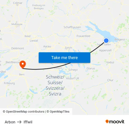 Arbon to Iffwil map