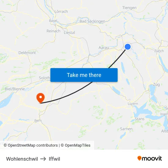 Wohlenschwil to Iffwil map