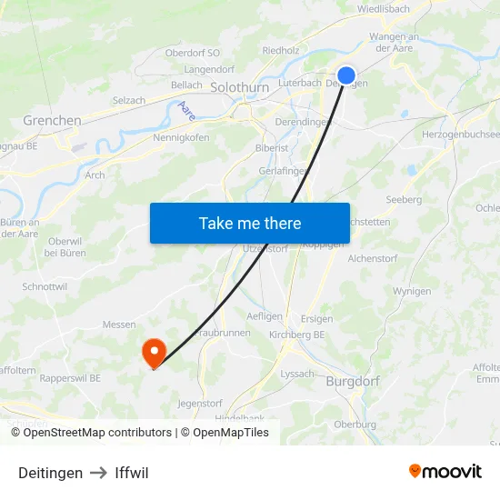 Deitingen to Iffwil map