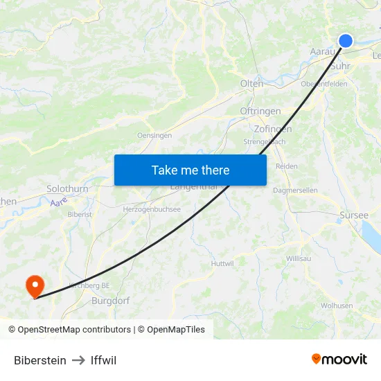 Biberstein to Iffwil map