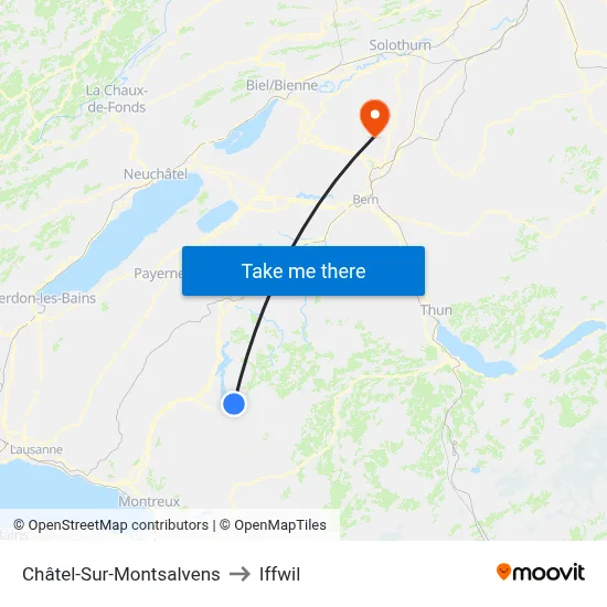 Châtel-Sur-Montsalvens to Iffwil map