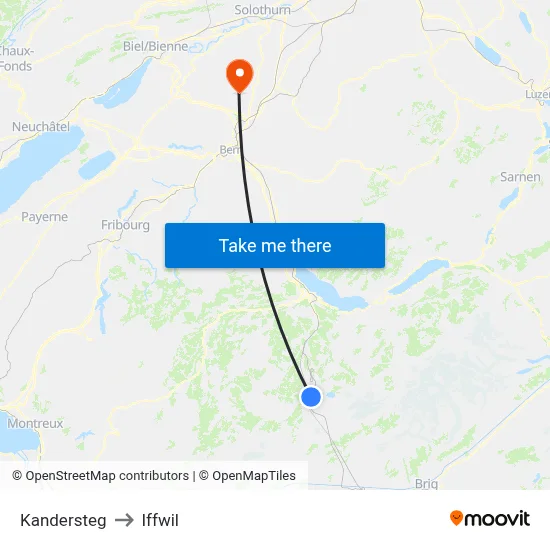 Kandersteg to Iffwil map