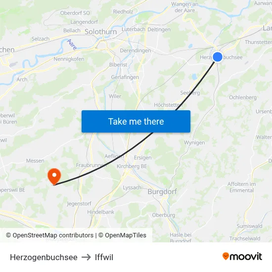 Herzogenbuchsee to Iffwil map