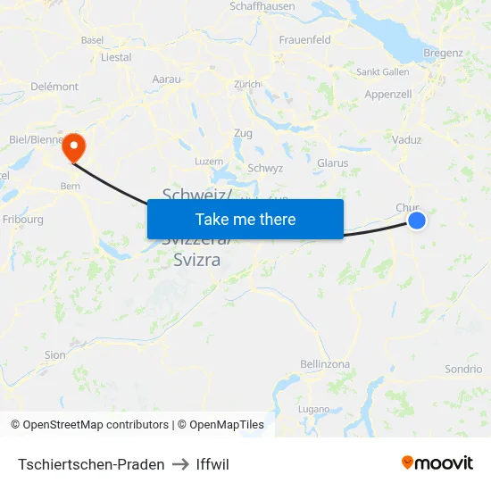 Tschiertschen-Praden to Iffwil map