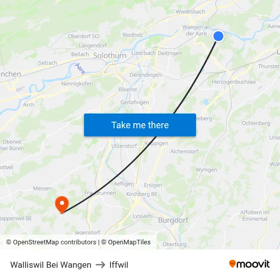 Walliswil Bei Wangen to Iffwil map