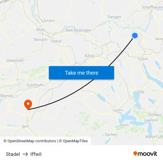 Stadel to Iffwil map