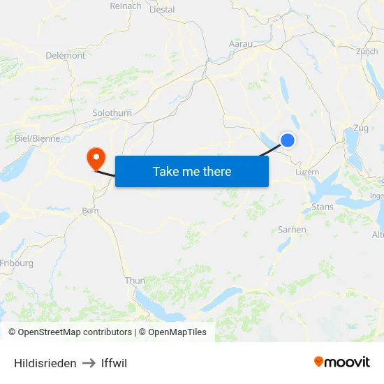 Hildisrieden to Iffwil map