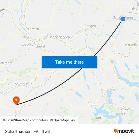 Schaffhausen to Iffwil map