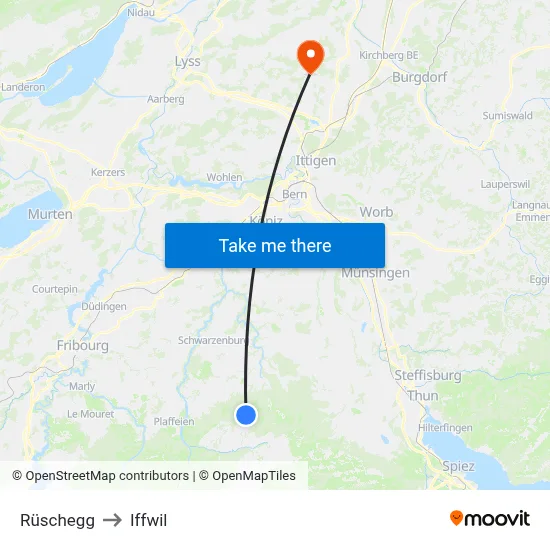 Rüschegg to Iffwil map
