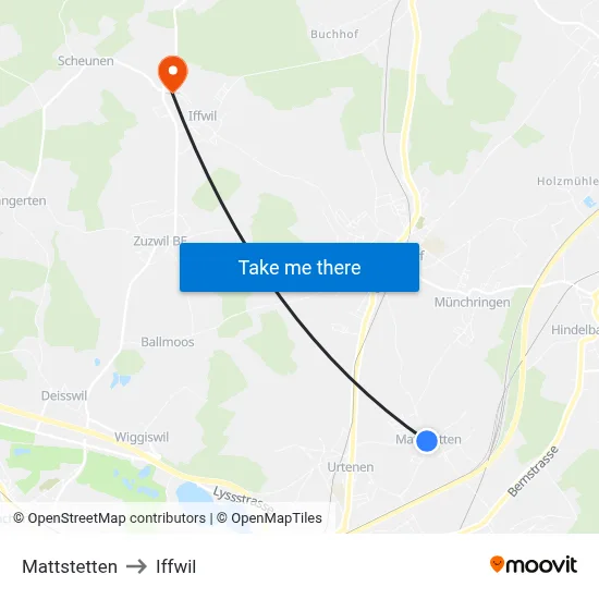 Mattstetten to Iffwil map