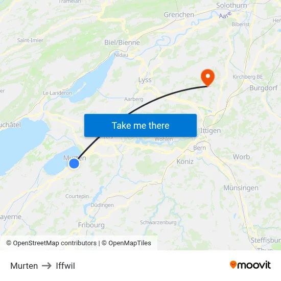 Murten to Iffwil map