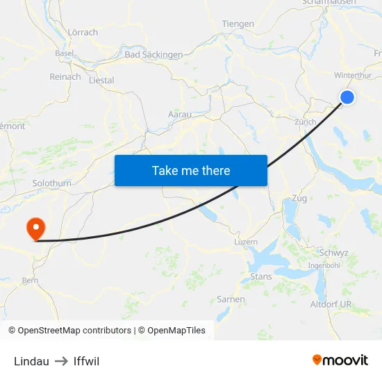 Lindau to Iffwil map