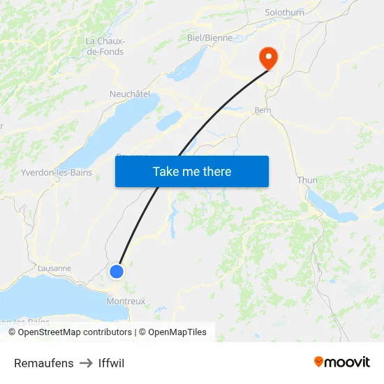 Remaufens to Iffwil map