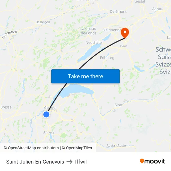 Saint-Julien-En-Genevois to Iffwil map