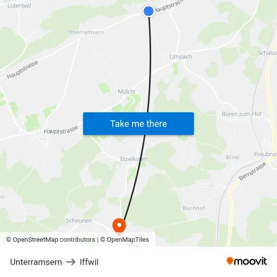 Unterramsern to Iffwil map