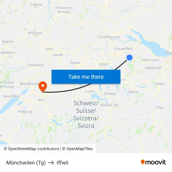 Münchwilen (Tg) to Iffwil map
