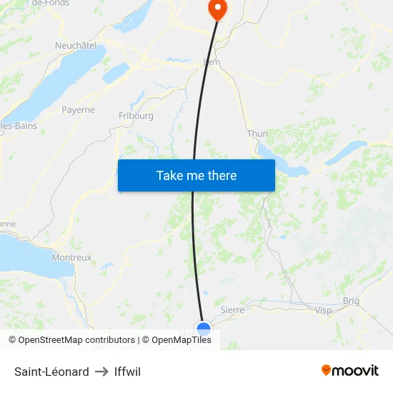 Saint-Léonard to Iffwil map