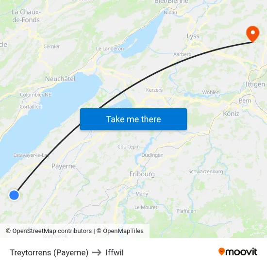 Treytorrens (Payerne) to Iffwil map