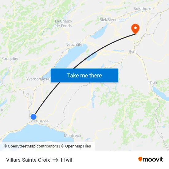 Villars-Sainte-Croix to Iffwil map