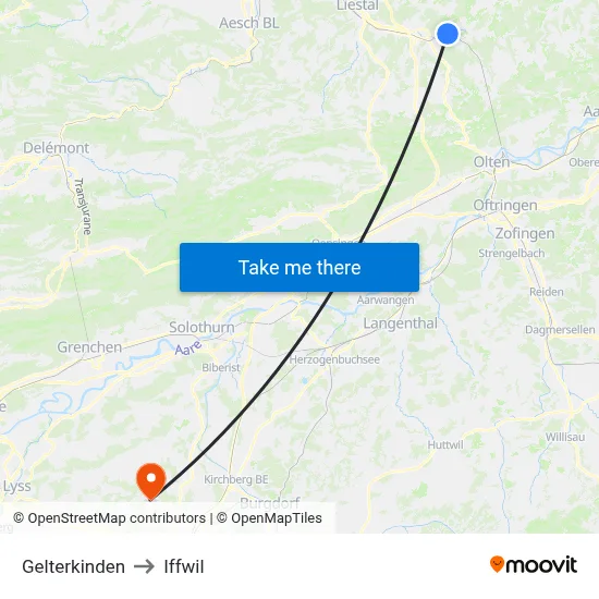 Gelterkinden to Iffwil map