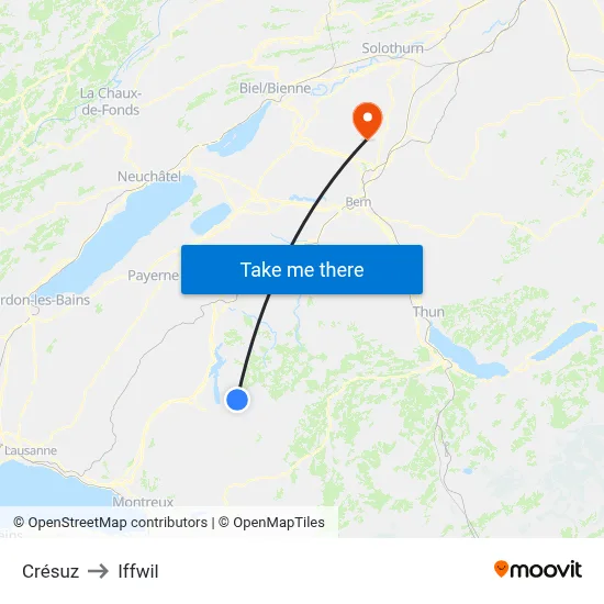 Crésuz to Iffwil map