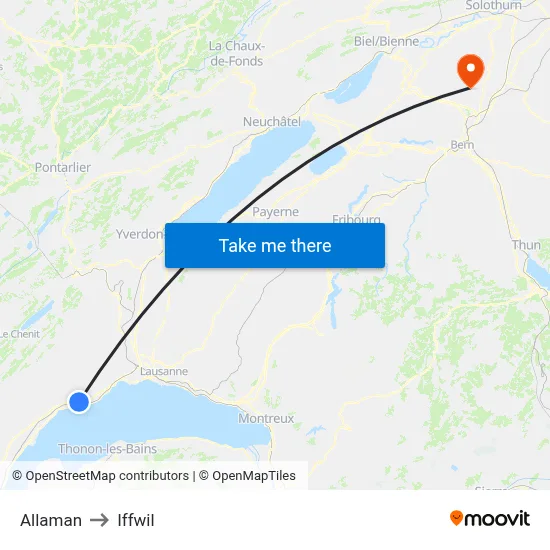 Allaman to Iffwil map