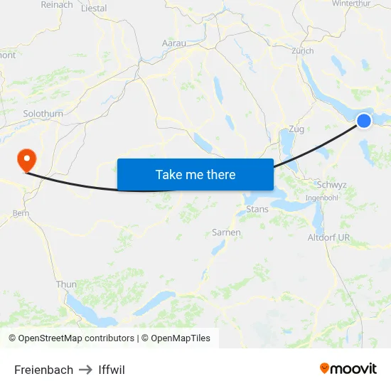 Freienbach to Iffwil map