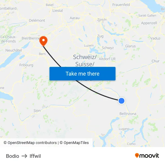 Bodio to Iffwil map