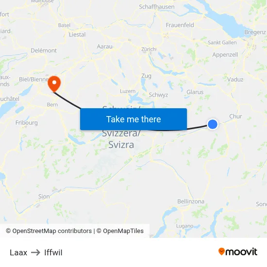 Laax to Iffwil map