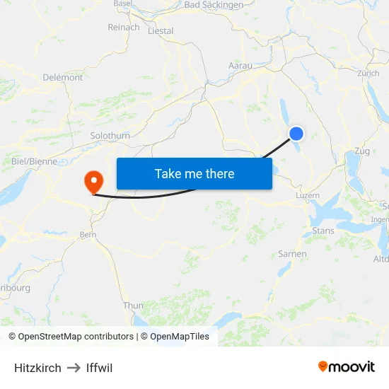 Hitzkirch to Iffwil map