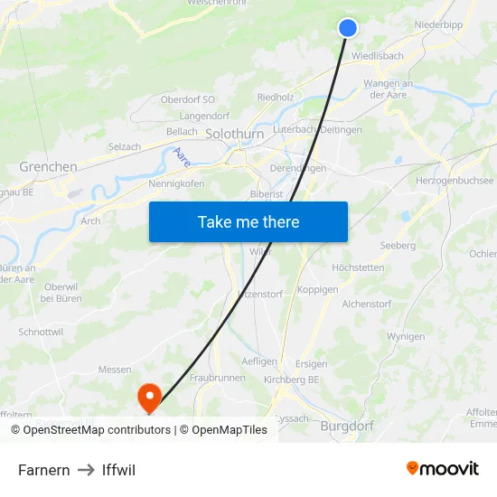 Farnern to Iffwil map