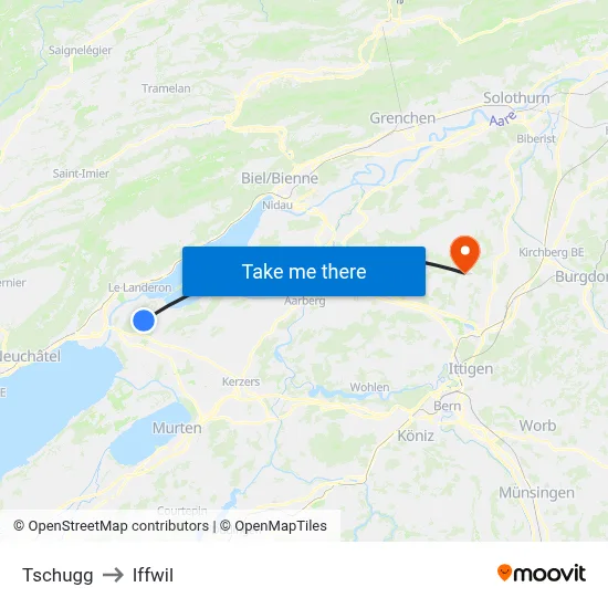 Tschugg to Iffwil map