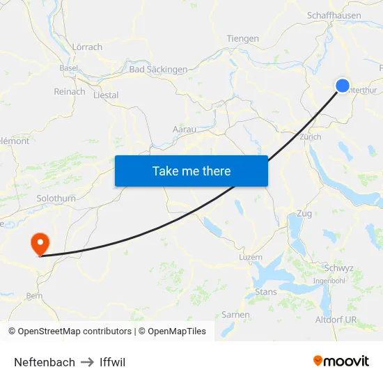 Neftenbach to Iffwil map