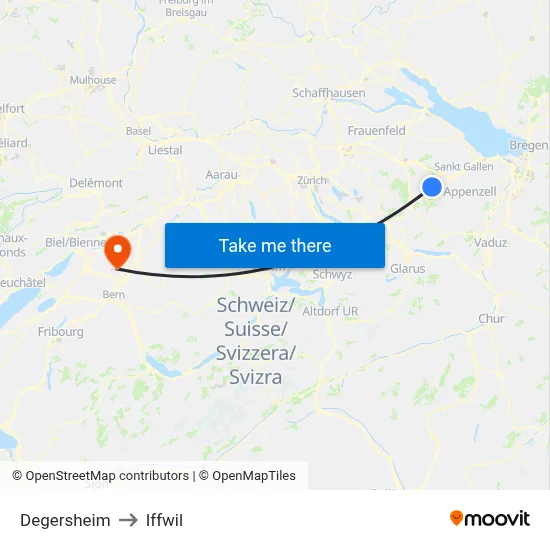 Degersheim to Iffwil map