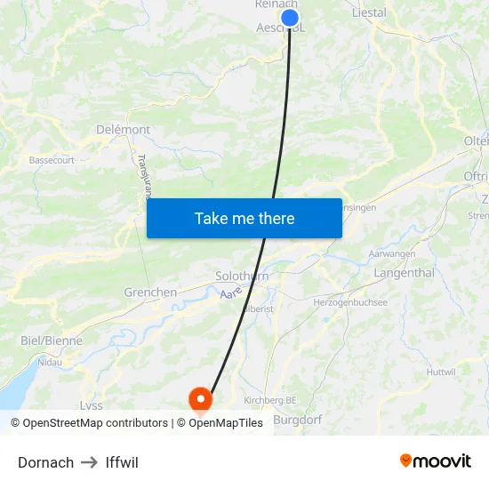 Dornach to Iffwil map