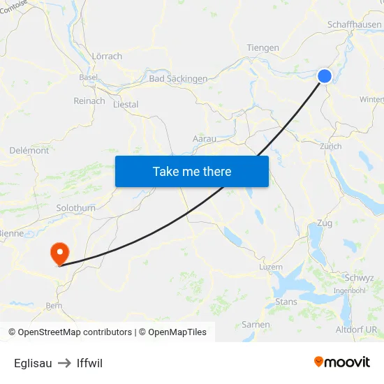 Eglisau to Iffwil map