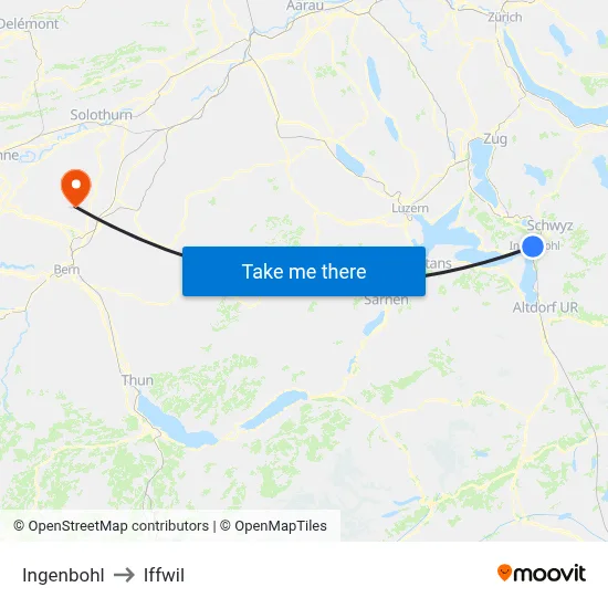 Ingenbohl to Iffwil map