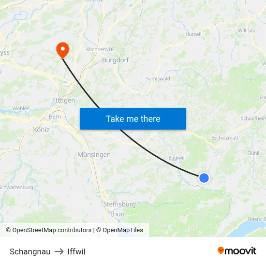 Schangnau to Iffwil map