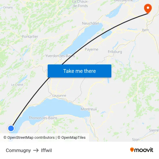Commugny to Iffwil map