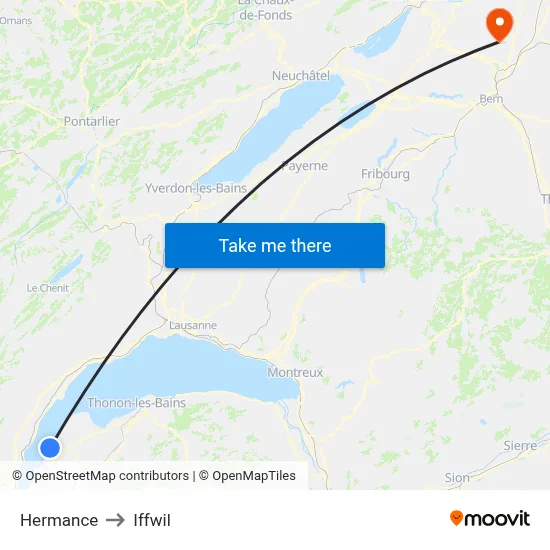 Hermance to Iffwil map