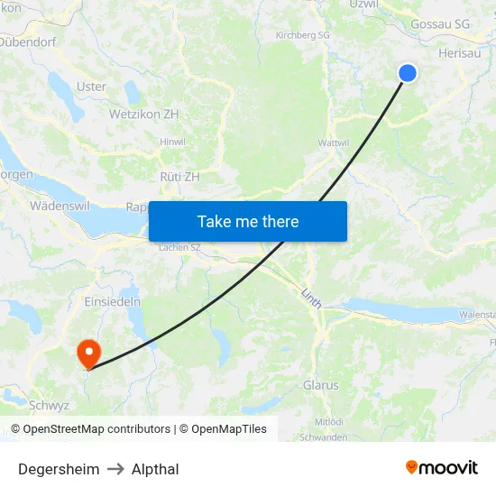 Degersheim to Alpthal map