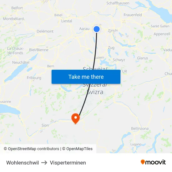 Wohlenschwil to Visperterminen map