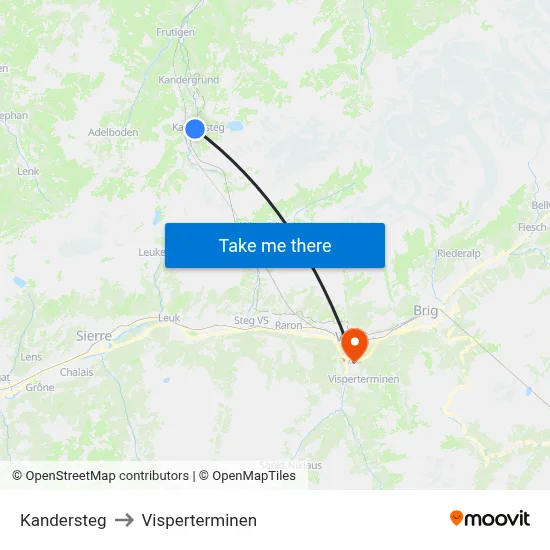 Kandersteg to Visperterminen map