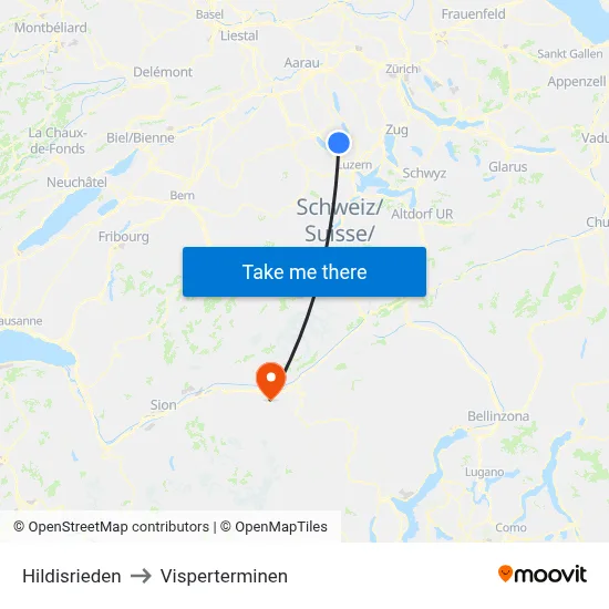 Hildisrieden to Visperterminen map