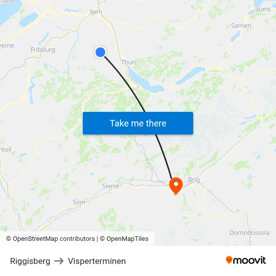 Riggisberg to Visperterminen map