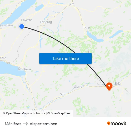 Ménières to Visperterminen map