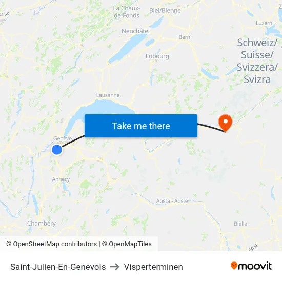 Saint-Julien-En-Genevois to Visperterminen map