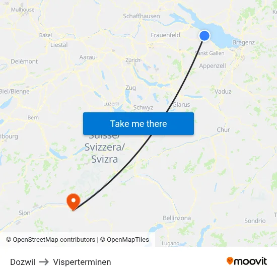 Dozwil to Visperterminen map